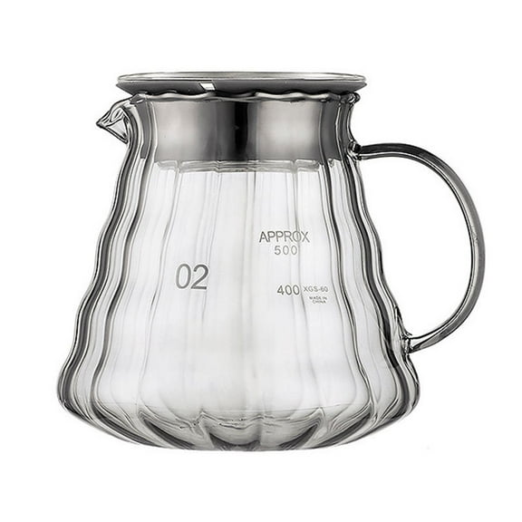 Mist Pattern Hand Brewed Coffee Pot | High Borosilicate Glass Pour Over Dripper with Wooden Base | Drip Filter for Home, Office & Cafe | 1-Piece Set
