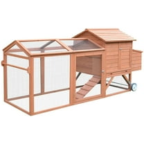 GVN Chicken Coop, Pet Hutch, Hen House,96.5" Chicken Coop Wooden Hen House with Wheels and Nesting Box, Natural