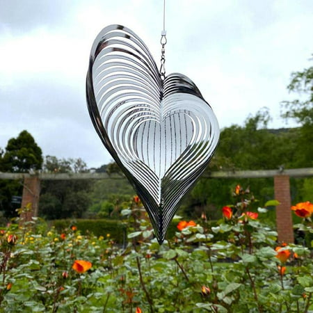 Metal Heart Wind Spinner Garden Chimes, Garden Wind Chimes And Spinners