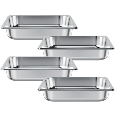 KFFKFF 4-Pack Stainless Steel Steam Table Pans, Half-Size Catering Pans, 2.5-Inch Deep Non-Jamming Design for Home, Events, Restaurants, Hotels, and Buffets