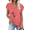 thumbnail image 2 of Summer Tops for Women Petal Short Sleeve V Neck Tunic Tops Casual Dressy Basic Blouse Print Loose Fit Tee Shirts, 2 of 5