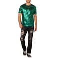 thumbnail image 2 of INSPIRE CHIC Shiny T-Shirt for Men's Round Neck Short Sleeves Club Prom Sparkle Tee Top S Green, 2 of 5