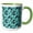 Green/White, variant on 3drose, Pretty Deep Turquoise Flowers on a Flourish on a Light Blue Background, 11oz Mug