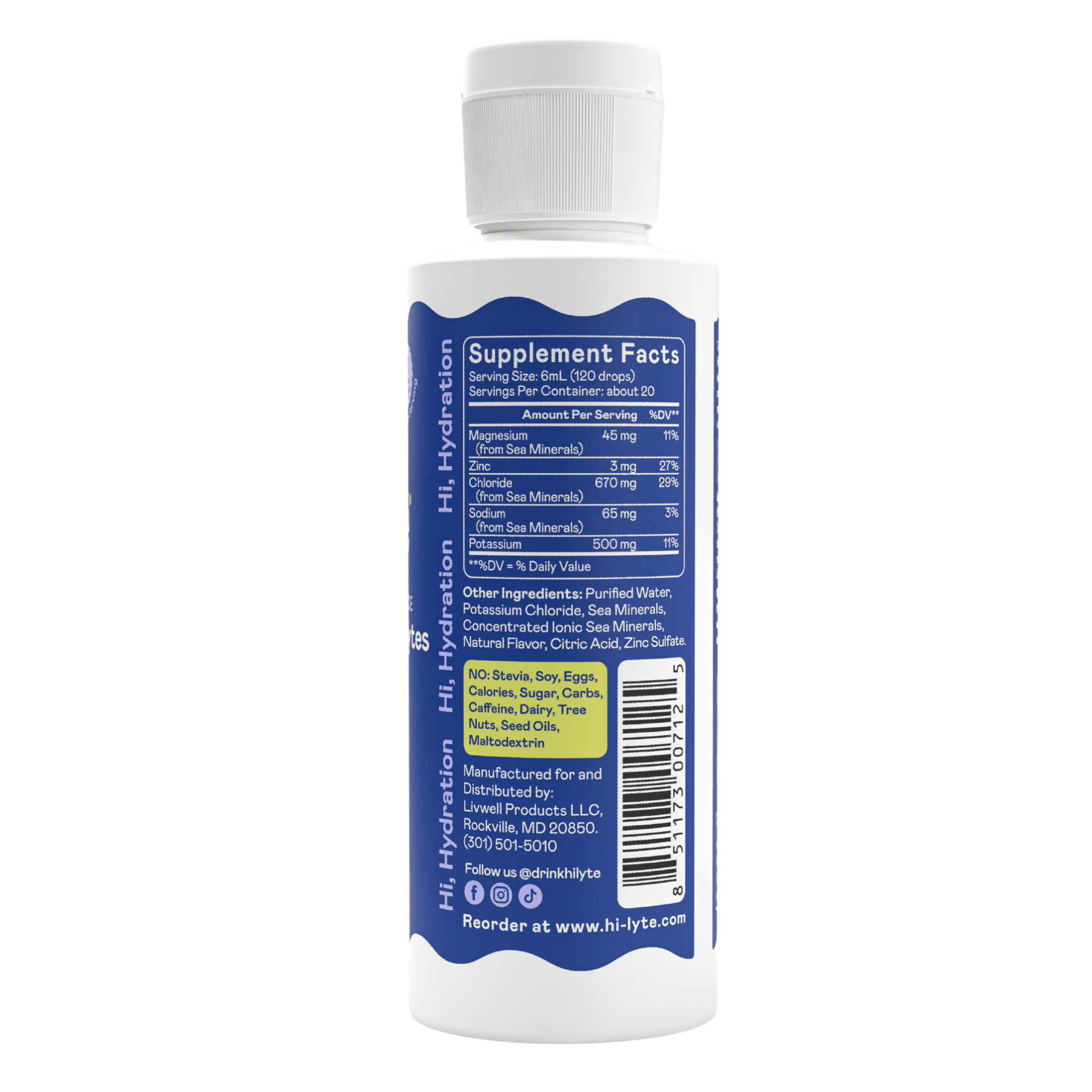 Hi-Lyte Keto K500 Electrolytes Liquid Mix Unflavored 20 Servings | Keto & Performance