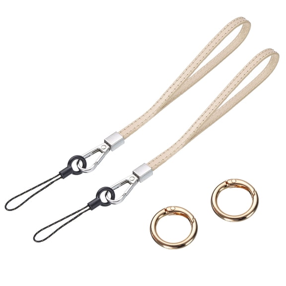 Uxcell 2 Pcs Leather Wristlet Strap Wrist Lanyard Straps for Clutch Cellphone Keychain Wallet Purse, Khaki