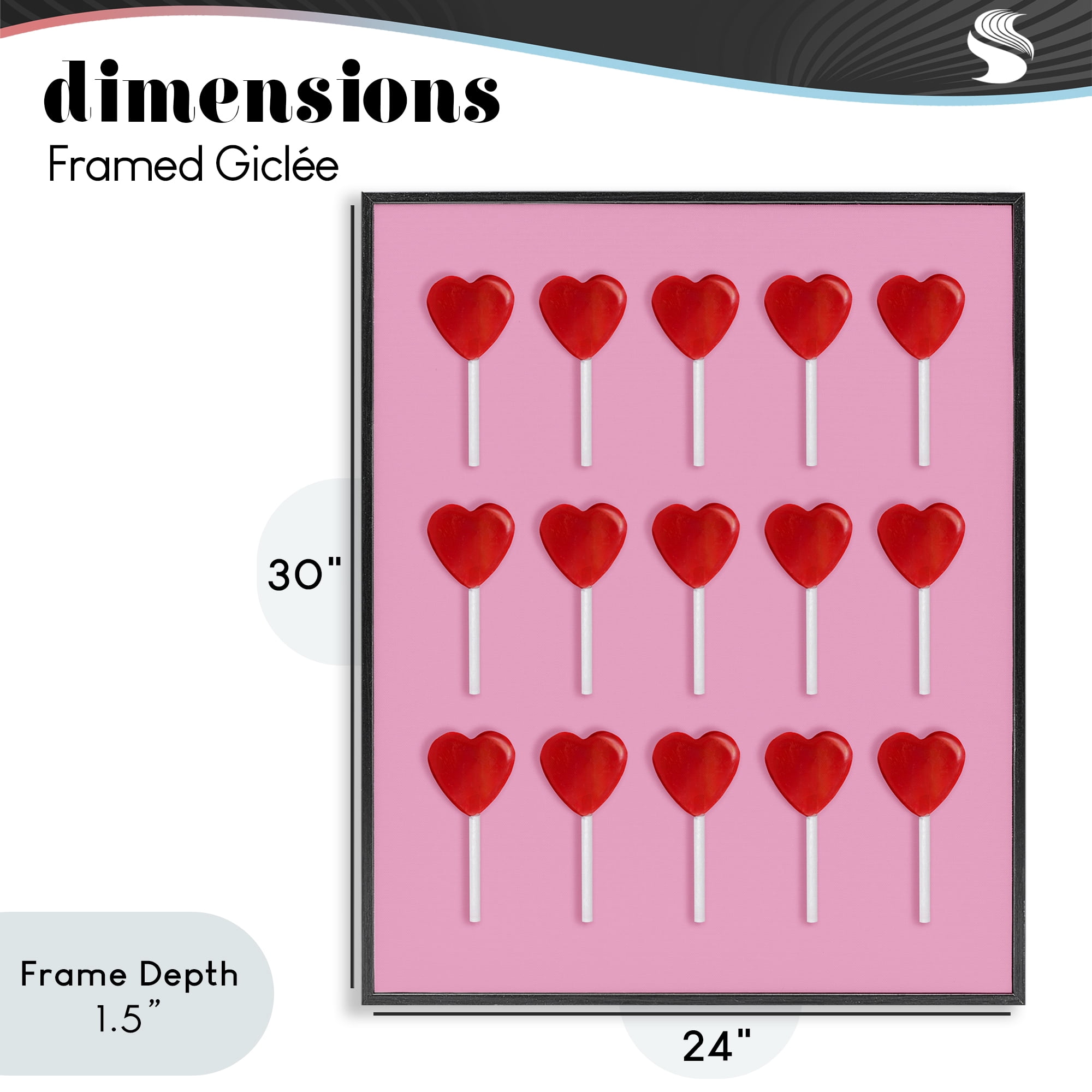 Stupell Industries Heart Lollipops Collection Black Framed Giclee Art, design by LISH Creative