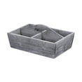 thumbnail image 3 of Contemporary Home Living Handcrafted Wooden Four Compartment Caddy with Center Handle - 13.5" - Gray, 3 of 4