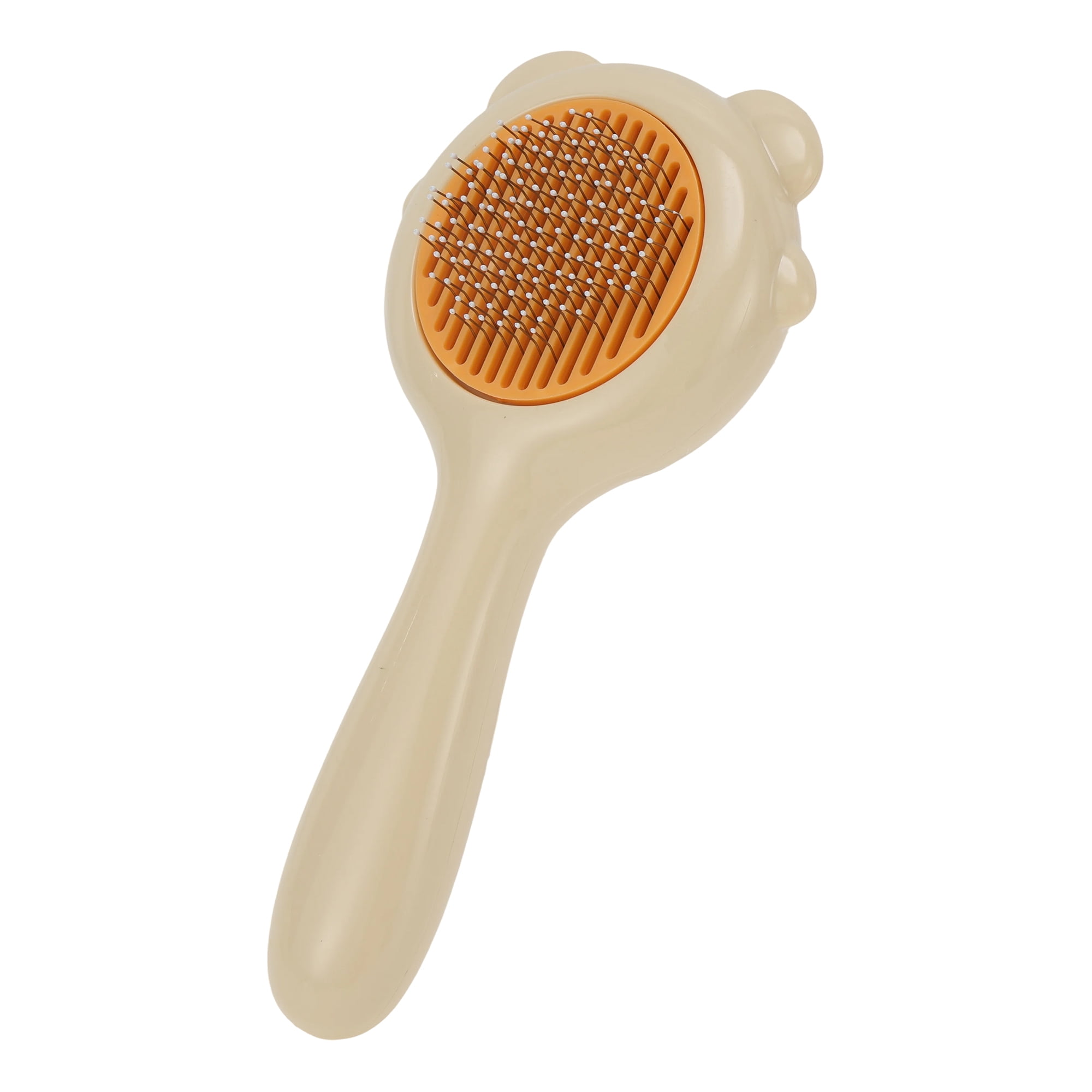 Unique Bargains 1 Pc Pet Grooming Brush with Release Button Durable Cartoon Pet Brush Beige