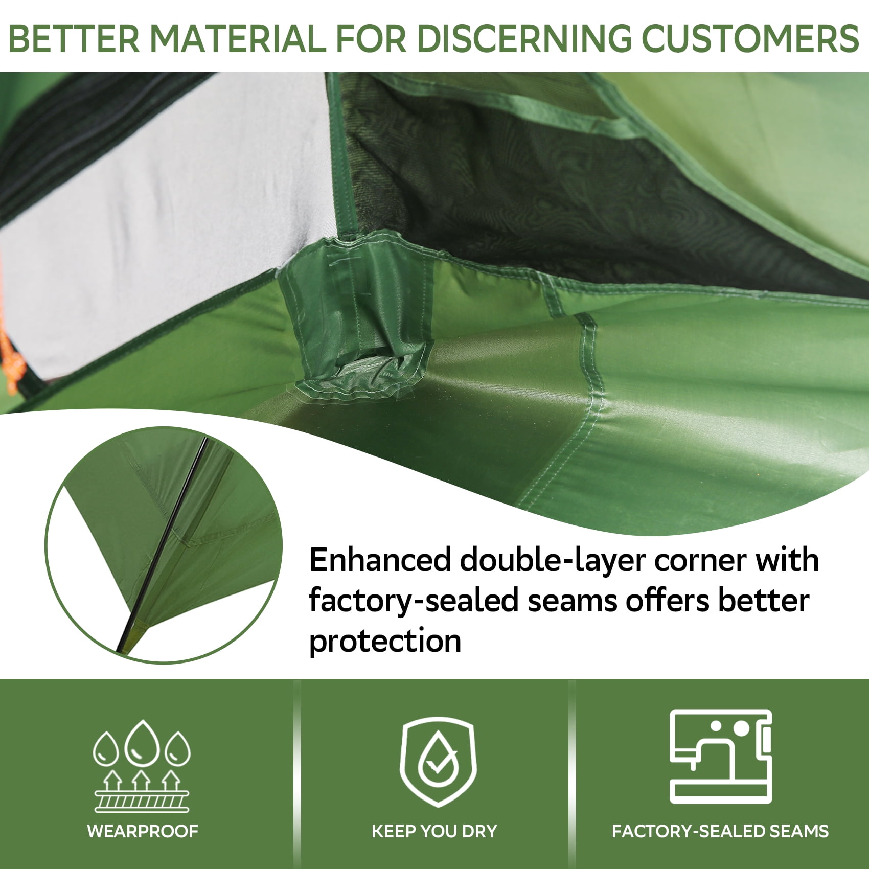 Tesleader Lightweight 2-Person Backpacking Tent, 3 Season Ultralight Waterproof Camping Tent, Green