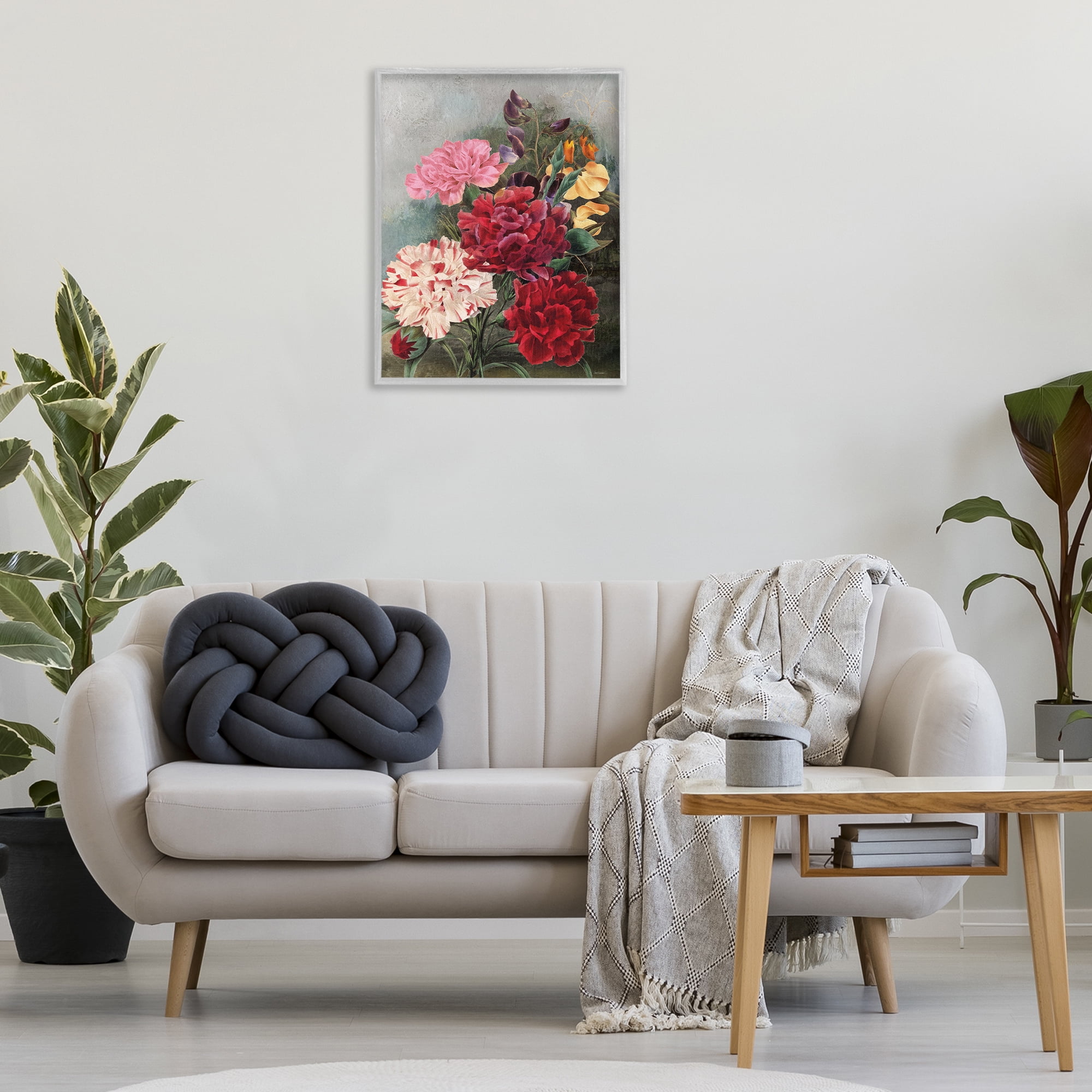Stupell Industries Vintage Geranium Blooms Botanical & Floral Painting Gray Framed Art Print Wall Art, 24 x 30