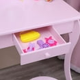 thumbnail image 5 of EasingRoom Kids Vanity Table Set, Chair Set with Mirror, Wood Pretend Dressing Table Beauty Make Up Stool Play Set for Children, Purple, 5 of 12