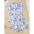thumbnail image 4 of WIBACKER S-2XL Womens Pajamas Set Short Sleeve Button Down 2 Piece Floral Loungewear Sets Tops and Shorts Sleepwear, 4 of 10