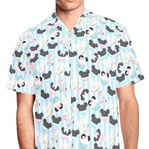 Minnie Desserts Adults Kids Button Down Short Sleeve Shirt | disney world snacks hawaiian button up cruise shirt outfit clothes