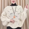 thumbnail image 2 of Nochalofo Scarf for Women Winter Knitwear Oversize Sweater Fashion Hollow Out Thick Line Turtleneck Sweater Bat Sleeve Pullover Sweater Irregular Hem Solid Wraps The Shawl Beigeone Size, 2 of 4