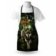 thumbnail image 3 of Fantasy World Apron Graphics of Fantasy Scene with Girl and Saber-tooth Tiger Magical Plants Galaxy, Unisex Kitchen Bib Apron with Adjustable Neck for Cooking Baking Gardening, Green, by Ambesonne, 3 of 3