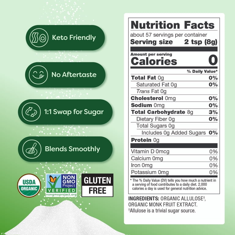 BetterBody Foods Organic Monk Fruit Sweetener Blend, Sugar Substitute, 1 lb  - Walmart.com