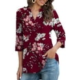 thumbnail image 3 of a.Jesdani Womens Plus Size Tunic Tops 3/4 Sleeve Casual Floral Henley Shirts m-4x, 3 of 9