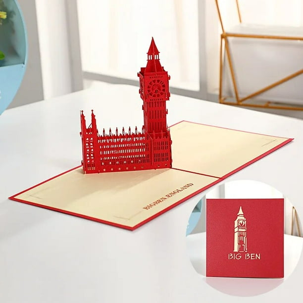 Tarjetas de Felicitación Pop UP 3D, Postales creativas de arquitectura europea, boda, cumpleaños, aniversario, regalo de Navidad hecho a mano, 2024