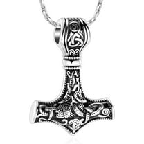 Nordic Viking Mjolnir Thors Hammer Urn Necklace Cremation Jewelry for Ashes for Women Men Stainless Steel Axe Necklace Mini Keepsake Urn Memorial Ash Jewelry For Men/Women