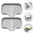 thumbnail image 7 of 2pcs Silicone Soap Dishes Draining Bar Soap Holders Bathroom Countertop Soap Trays, 7 of 7