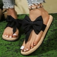 thumbnail image 7 of Xfvqtps Flip Flops for Womens Flat Sole Fake Woven Sole Fine Flash Bowknot Decor Casual Beach Summer Sandals Black, 7 of 7