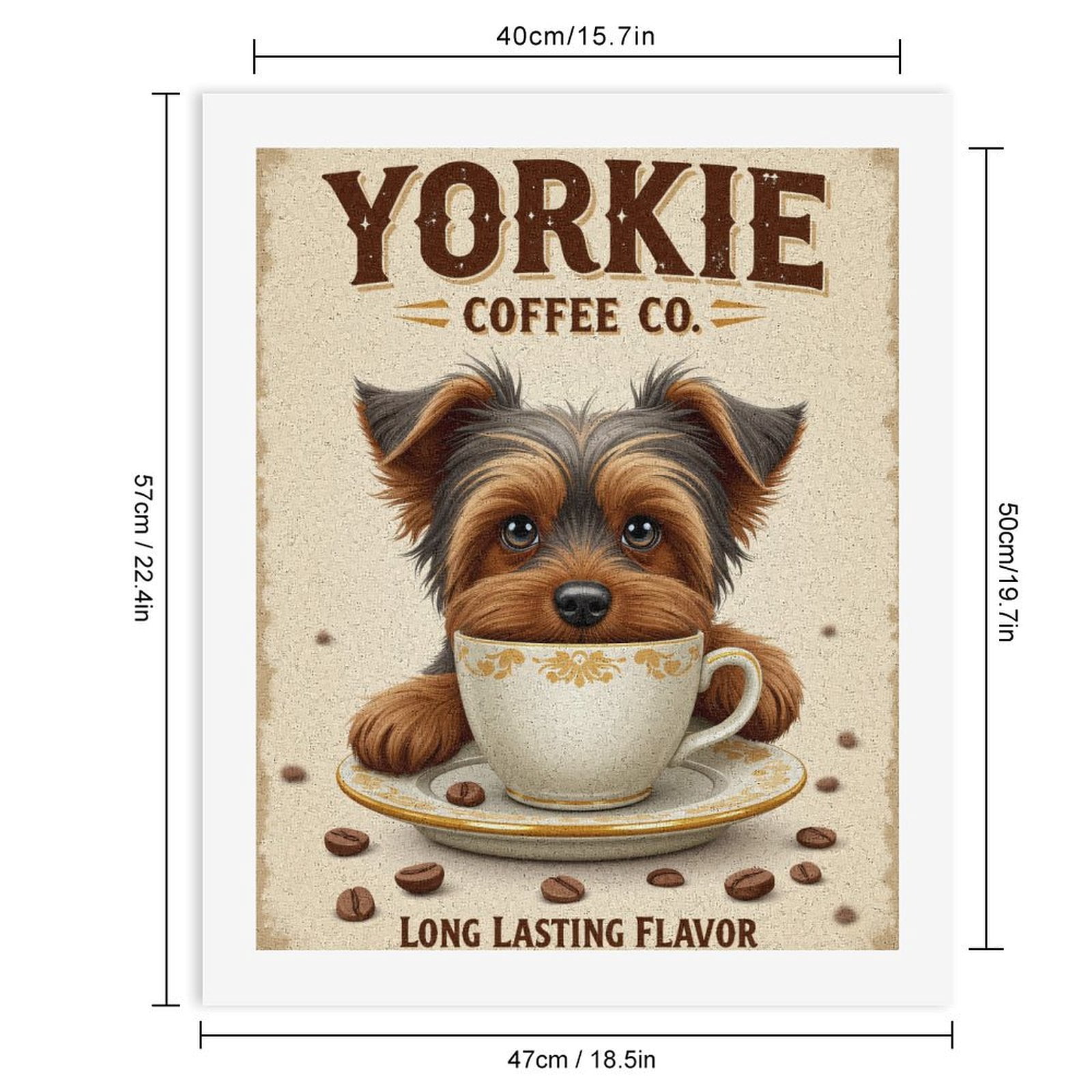 Paint By Numbers Kit for Adults Beginner - DIY Yorkie Coffee Pup Charming Cup Canvas Painting Kits for Adults, Frameless Paint By Number for Adults for Home Wall Decor 16x20 Inch