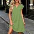 thumbnail image 2 of Levmjia Women's Gingham Dress Summer Sleeveless V Neck Casual Shift Dress with Pockets Cute A Line above Knee Length Dress for Women Daily Vacation Beach Sundress, 2 of 6