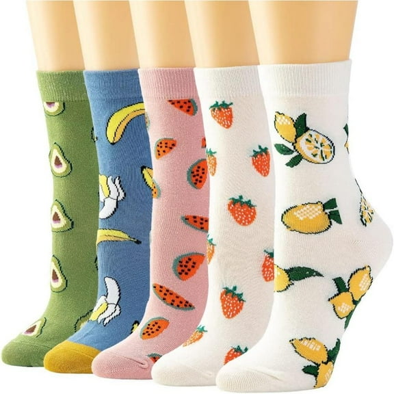 5 Pairs Cute Patterned Socks Warm Crew Socks, Novelty Funny Crazy Cool Funky Socks, Gifts for Women Girl Womenswear Comfort Bridal