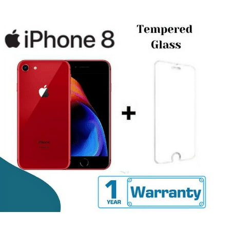 Restored Apple iPhone 8 64GB Red Factory Unlocked Smartphone Tempered Glass (Refurbished)