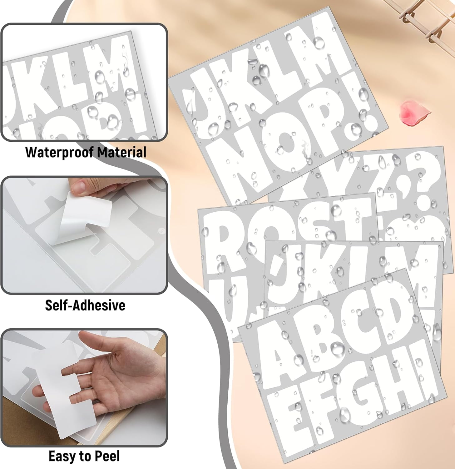 195 Pcs ulletin Board Letters Large Letter Stickers 4 Inch Self Adhesive Vinyl Waterproof Alphabet Stickers for Poster Board Letters Mailbox Classroom School Home Decor (20, White)