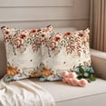 thumbnail image 2 of Orange Green Pumpkins Fall Outdoor Waterproof Pillow Covers, Thanksgiving Floral Botanical Vintage Decorative Square Throw Pillowcase Sofa Cushion Sham for Patio/Couch/Chair, 18"x18" 2 Pack, 2 of 8