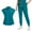 Turquoise, variant on Fgvctg Womens Scrubs Plus Size Jogger Scrubs Stretchy V-Neck Scrub Tops and Pants Medical Scrub Sets Nursing Top with Pockets Wine M