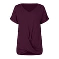 thumbnail image 5 of Women's Casual Top Short Sleeve Knot Shirts Slim Fit V Neck T Shirt Tops Rd2 Women Blending Shirts Women's Short Sleeve T-Shirt(M), 5 of 5