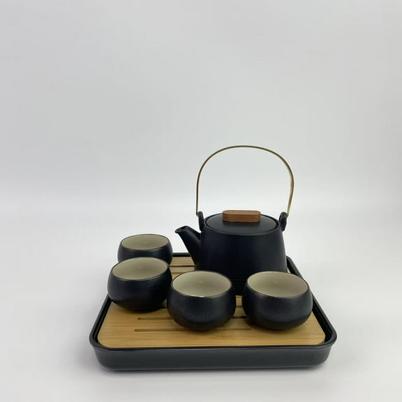 EARTH RIVER Tea services not of precious metal,Tea Pot Cup Set with Tray Infuser - Travel Ceramic Tea set Porcelain Teapot, Portable All in One Bag for Outdoor Picnic Business Hotel