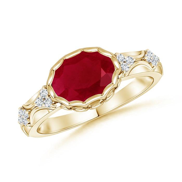 Angara - July Birthstone Ring - Oval Ruby Vintage Style Ring with ...