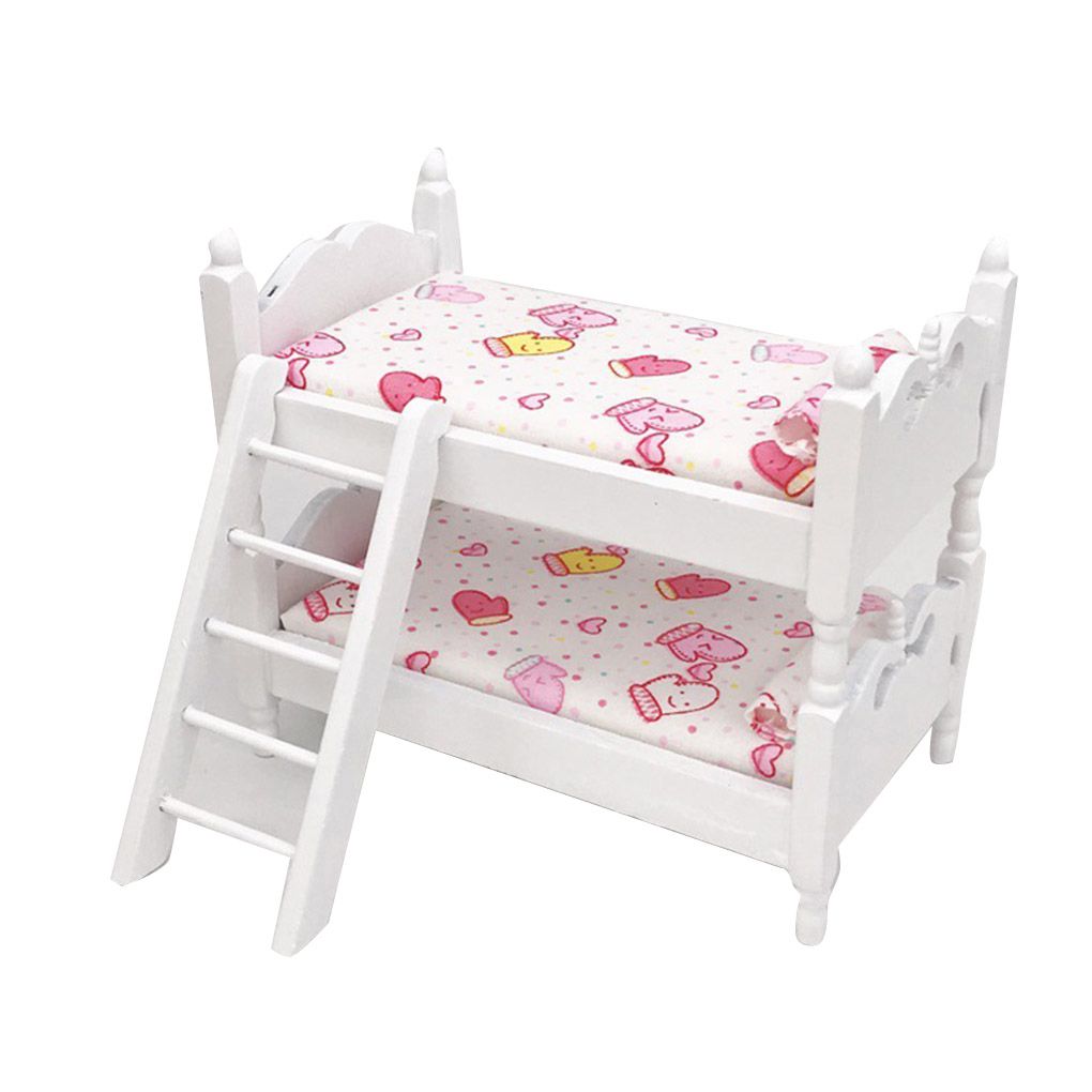 112 Mini Wood Colorful Printing Bed Doll House Furniture Children Simulation Doll House