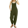 thumbnail image 3 of Rompers for Women Sleeveless Solid Color Wide Leg Square Neck With Pocket Onesies, 3 of 7