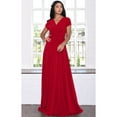thumbnail image 3 of KOH KOH Long V-Neck Flowy Cap Short Sleeve V-Neck Bridesmaid Wedding Guest Party Formal Summer Sundress Tall Gown Maxi Dress Dresses For Women Red X-Small US 2-4 NT074, 3 of 7