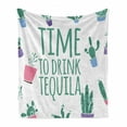 thumbnail image 1 of Tequila Soft Flannel Fleece Throw Blanket, Time to Drink Words with Simple Cacti in Pots, Cozy Plush for Indoor and Outdoor Use, 70" x 90", Sea Green Multicolor, by Ambesonne, 1 of 6