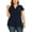Navy Blue, variant on Women's Plus Size Button Down Short Sleeve Shirt Business Casual V Neck Tops Black-3X