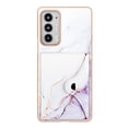 thumbnail image 3 of For Motorola Moto Edge 20 Marble Patterned Case with Card Holder, Back Folio Kickstand PU Leather + Soft Crystal Bumper Edge, Magnetic Clasp Back Cover For Motorola Moto Edge 20,Lightpurple, 3 of 6