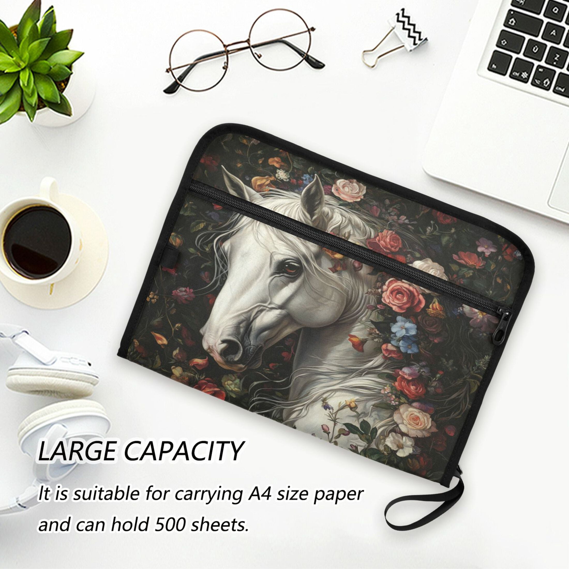 WOBOGO Rose Of Horse Expanding File Folder Letter Size Accordion Filing Organizer 13 Pocket Separate Organ Pocket