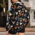 thumbnail image 4 of Yuyamidu Womens Oversized Sweatshirt Chicken Sweatshirt Boho Jackets for Women Jacket Black Zip Up Hoodie Women Apparel Cute Womens Sweatshirts L, 4 of 8