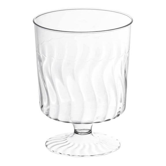 Smarty 8 oz. Clear Round Disposable Plastic Pedestal Wine Glasses 240ct