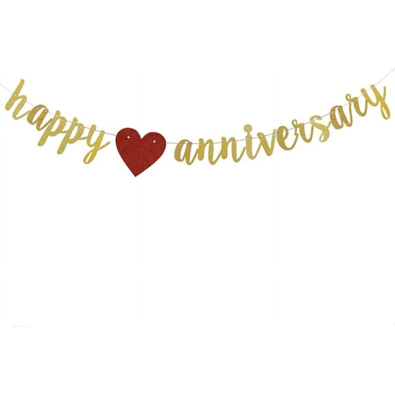 Gold Anniversary Banner, Birthday/Wedding/Retirement Party Decoration, Fabric Rectangular Banner