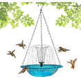 thumbnail image 2 of Hanging Bird Bath with Fountain Cord, Solar Powered Water Fountain with 4 Replaceable Spray Nozzles, Outdoor Bird Bath for Garden Patio Yard Attracting Birds (Blue), 2 of 5