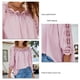 thumbnail image 5 of Blusa femenina de media manga con ribete de encaje, corte holgado en color rosa con detalle calado, talla XL, 5 of 6