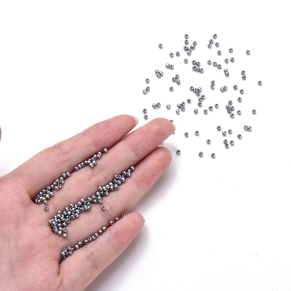 11/0 Grade A Round Glass Seed Beads Baking Paint Silver 2.3x1.5mm Hole: 1mm about 48500pcs/pound