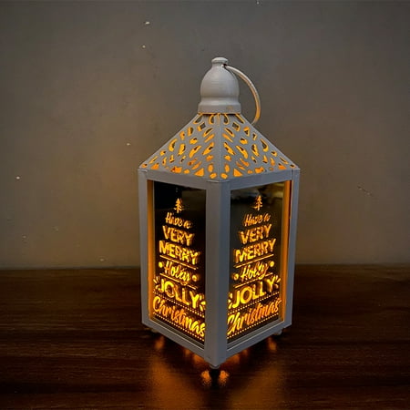

KKCXFJX Christmas Wrought Iron Wind Lantern Small Lantern Led Luminous Decoration Lamp Ornament Pendant Lamp