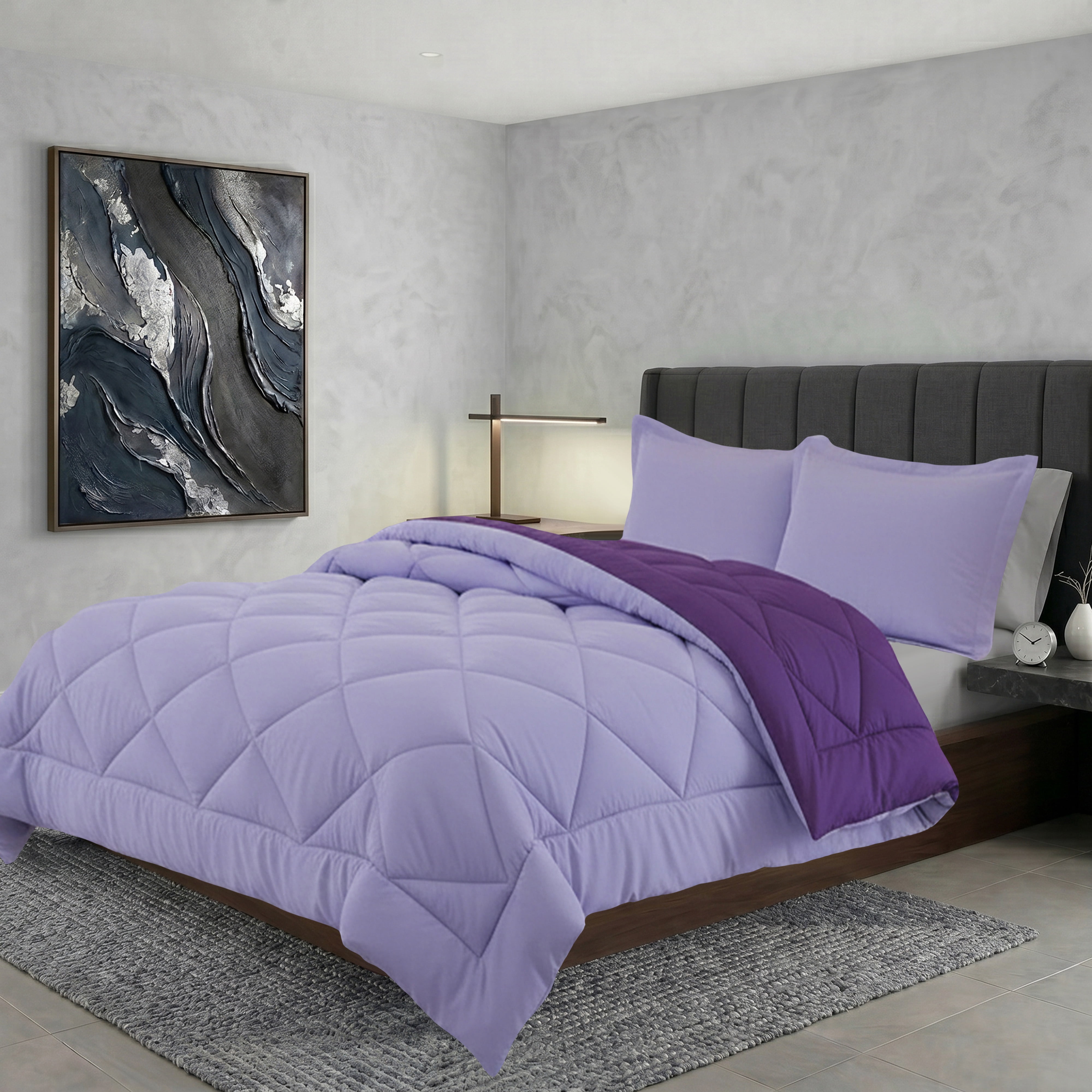 Elegant Comfort Hypoallergenic Microfiber Comforter, Purple, King